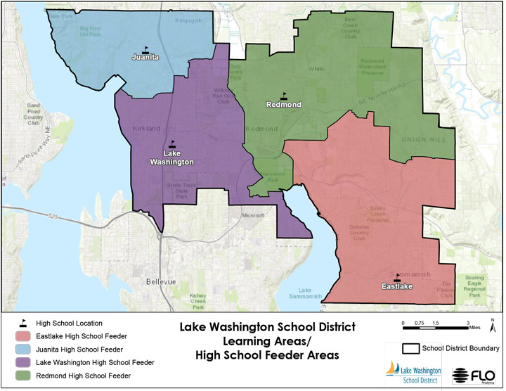 A map of Lake Washington School District