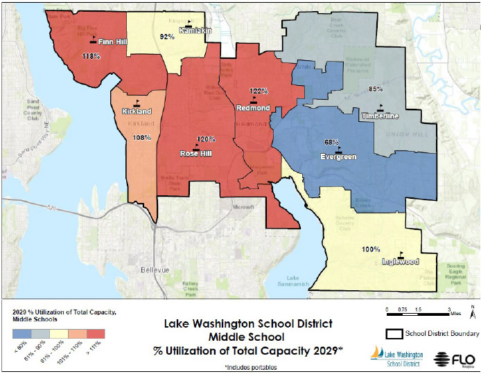 A chart showing reduced capacity of school district