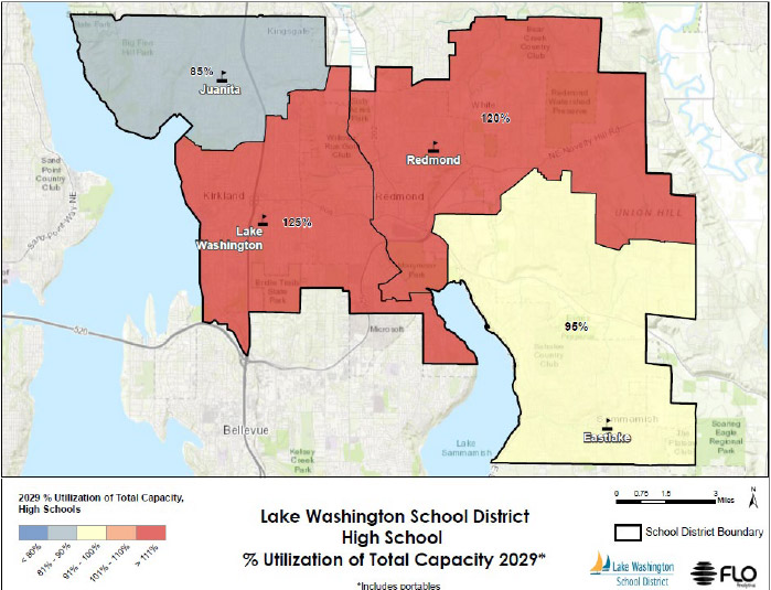 A chart showing reduced capacity of school district